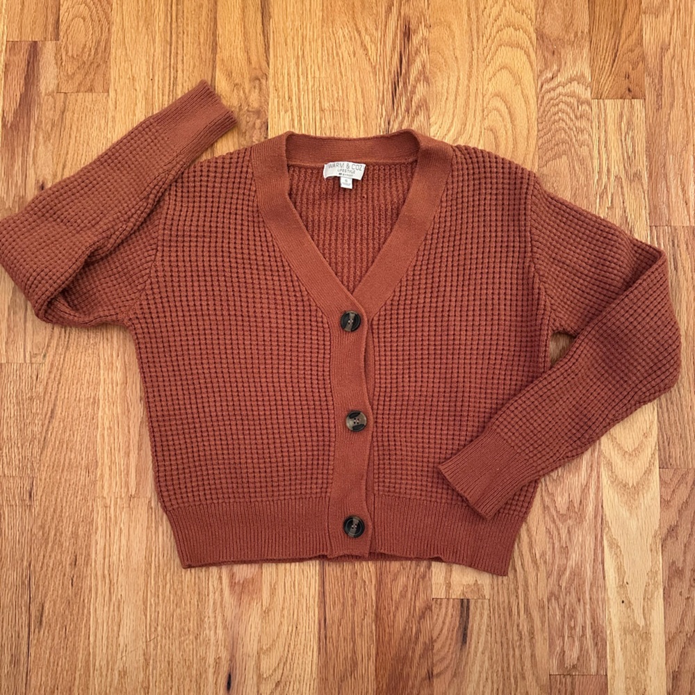 Rust Cardigan Sweater Size Small Warm and Cozy Lifestyle Brand Juniors Button-Up